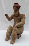 A pre-Columbian type Jalisco style bichrome pottery figure,