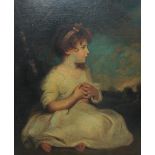 After Sir Joshua Reynolds Portrait of a young girl seated in a landscape Oil on canvas 74 x 62cm