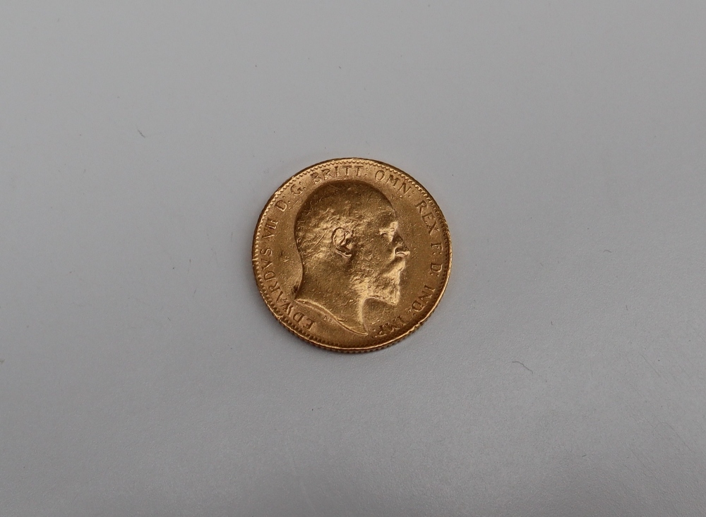 An Edward VII gold sovereign,