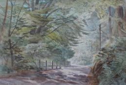 Arthur Miles (1905 - 1987) "Road into Gwaelod y Garth" Signed and dated 1980 Watercolour and pencil