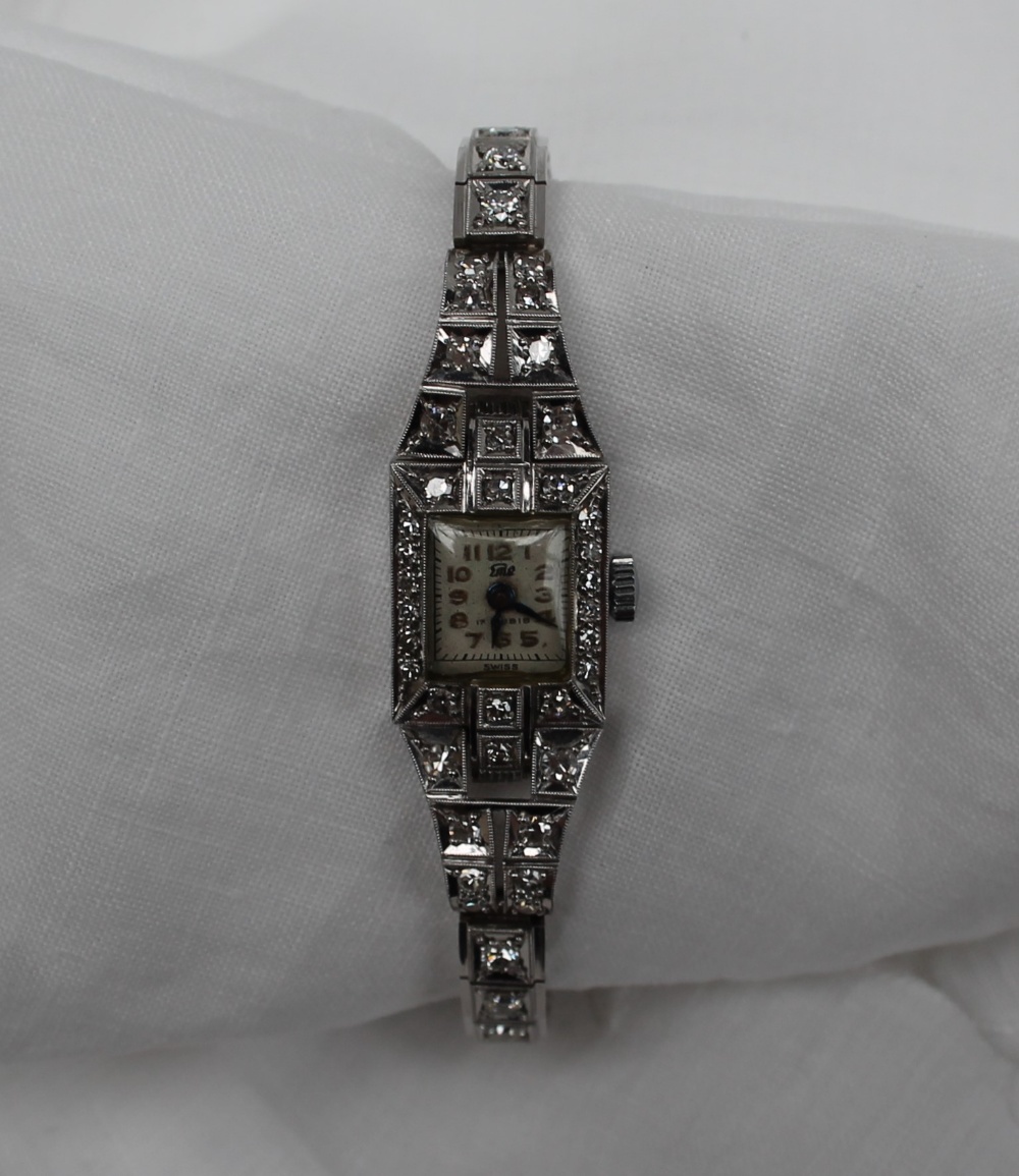 An Art Deco diamond set cocktail watch, - Image 3 of 6