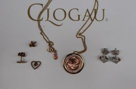 A Clogau 9ct gold love circles "Am Byth" pendant on a chain,