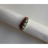 A 15ct yellow gold five stone opal ring, size T,