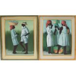 Claude Dambreville Haitian figures Oil on canvas 50 x 40cm together with another similar (a pair)