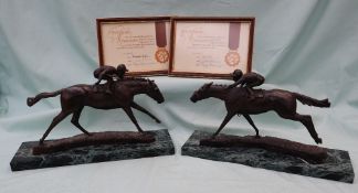 Peggy Alexander (Contemporary) "Mill Reef" Signed and inscribed Bronze with brown patina on verde