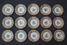 A set of fifteen 19th century English porcelain dessert plates,