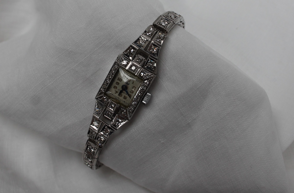 An Art Deco diamond set cocktail watch, - Image 2 of 6