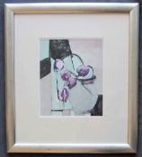 Alastair Elkes-Jones (Contemporary) "Tulips IV" Signed and inscribed 02/00 Oil on board 36 x 29.