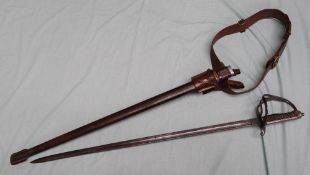 A George V officer's sword, with a pierced guard and shagreen wire wound grip,