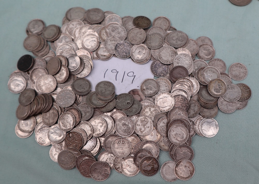 A large collection of white metal coins including crowns, half crowns, Florins, 3d, etc, - Image 3 of 4