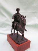 A bronze model depicting Marcus Aurelius on horseback, the original in the Capitoline Museum Rome,