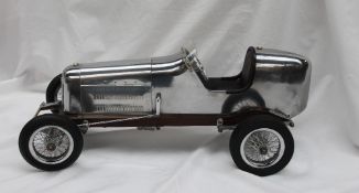 A Bantam midget, crafted in aluminium, with replica engine,
