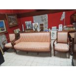 Mobilier de salon Restauration en bois fruitier comprenant une banquette et deux [...]