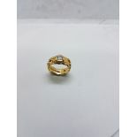 Bague en or jaune 18k ornée de diamants env. 0,8 ct. - Poids brut : 6,4 grs. TDD53 -