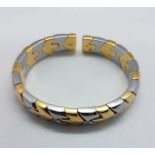 BULGARI - Bracelet en or bicolore 18K (légèrement flex) - Poids brut : 44,6 grs -