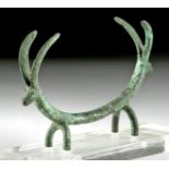 Superb Bactrian Bronze Double Ibex Figure