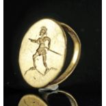 Published Hellenistic Greek Gold Ring w/ Hoplite - 8 g