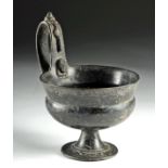 Etruscan Bucchero Kantharos w/ Face on Handle