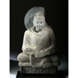 Large Gandharan Schist Seated Buddha