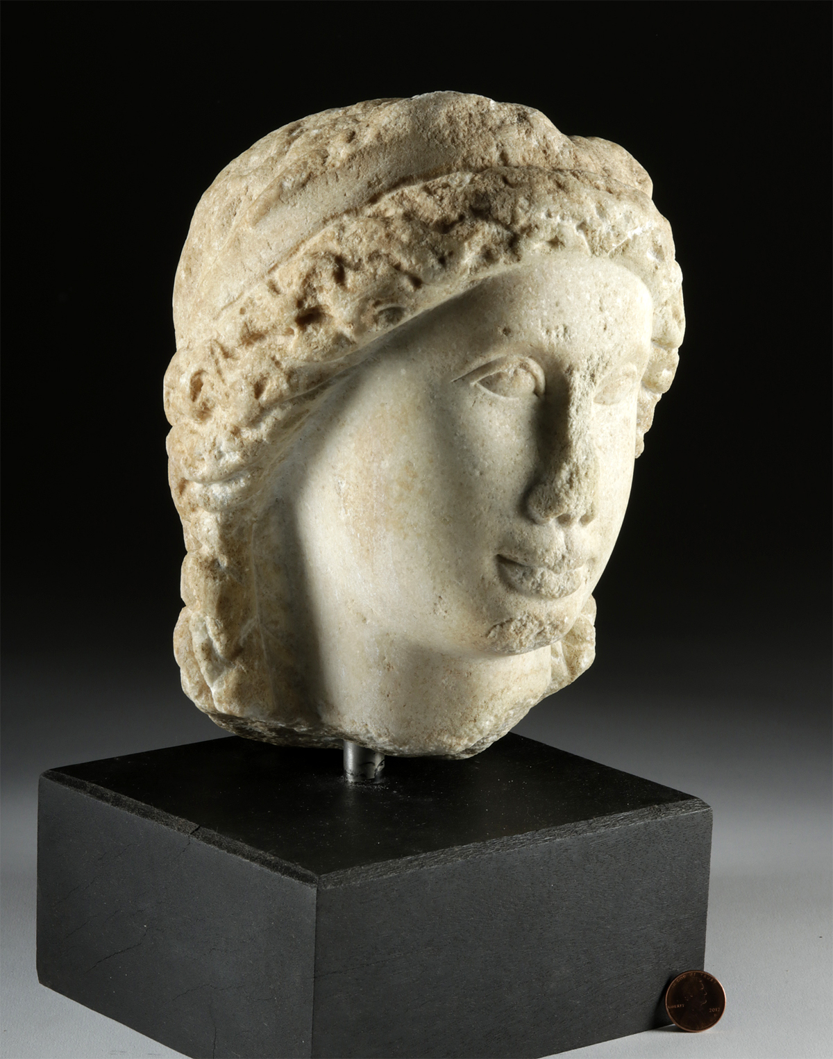 Romano-Egyptian Marble Head, ex-Sotheby Parke-Bernet - Image 2 of 4