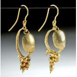 Pair of Roman Gold Earrings w/ Grape Clusters - 6.5 g