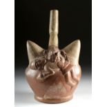 Moche Ceramic Stirrup Vessel - Sacrifice Scene