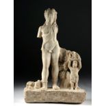 Roman Marble Relief with Dionysus, Silenus, & Child