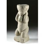 Large Majapahit Stone Hanuman with Offering Bowl