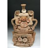 Huge Teotihuacan Ceramic Incensario - Top and Bottom