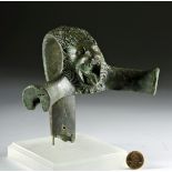 Etruscan Bronze Hydria Handle w/ Roaring Lion Head