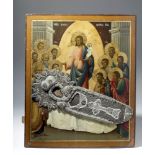 Exhibited 19th C. Russian Icon - Theotokos on Deathbed