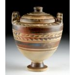 Beautiful Greek Messapian Pottery Lidded Lebes Gamikos