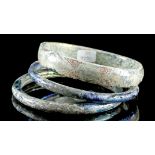 Lot of 3 Roman / Byzantine Glass Bracelets - Iridescent