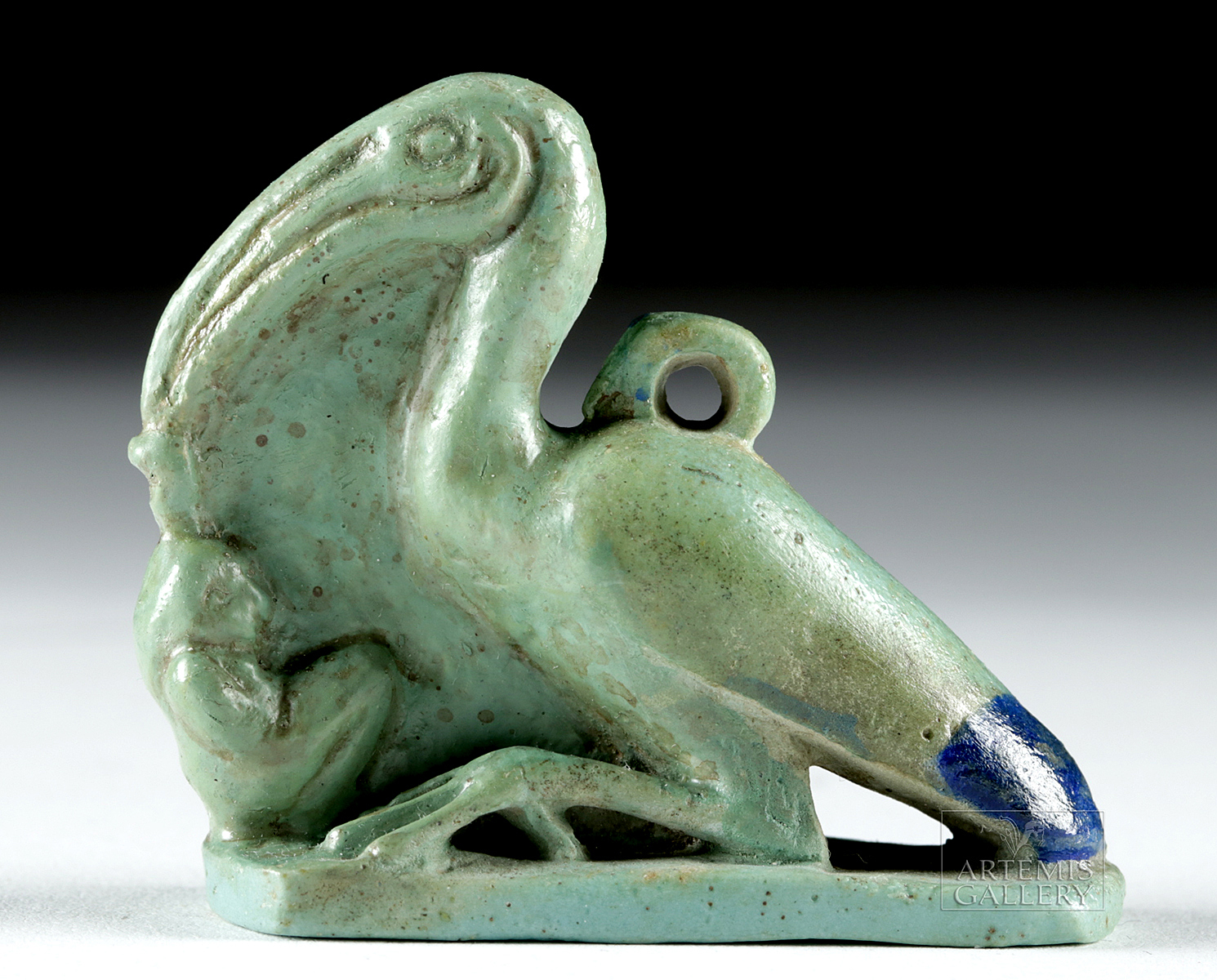 Egyptian Faience Amulet - Ibis w/ Maat - Image 2 of 4