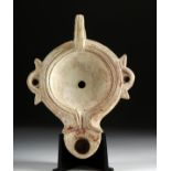 Large Early Roman Pottery Oil Lamp