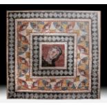 Roman Mosaic - Male Portrait w/ Geometric Border