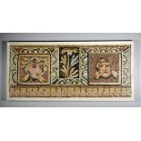 Roman Stone Mosaic - Two Theater Masks & Botanical