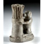 Egyptian Stone Kohl Box - Baboon & Papyrus / Palm