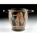 Tall Greek Apulian Red Figure Skyphos - Eros