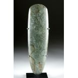 Tall Olmec Jadeite Celt w/ Blue Green Color