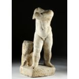 Adorable Roman Marble Nude Youth w/ Inscription