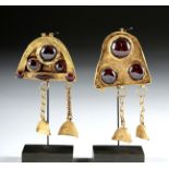 Amazing Hellenistic Gold & Garnet Earrings - 9.4 g