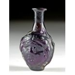 Roman Janiform Glass Flask - Aubergine Color