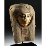 Egyptian Late Dynastic Gilt Cartonnage Mummy Mask