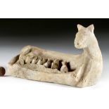 Egyptian Pottery Cat w/ Nursing Kittens - TL Tested
