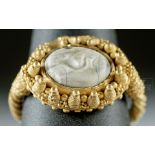 Byzantine 22K+ Gold Ring w/ Stone Intaglio - Avian