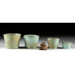 4 Egyptian Faience Kohl Jars + Original Kohl