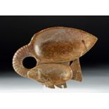 Egyptian Steatite Cosmetic Dish - Double Fish