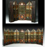 18th C. Russian Painted Wood Iconostasis, Bronze Oklads