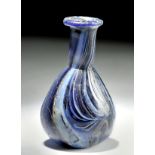 Lovely Roman Marbled Glass Flask - Blue & White